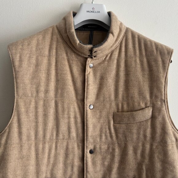 $3500 RARE Qiviuk Quilted Cream/Beige Cashmere Qiviut(Musk Ox Wool) Vest - 44 - Picture 2 of 10